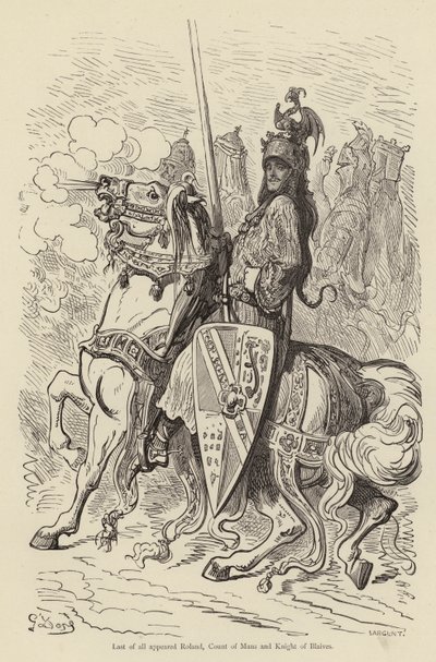Infine apparve Rolando, Conte di Mans e Cavaliere di Blaives da Gustave after Dore